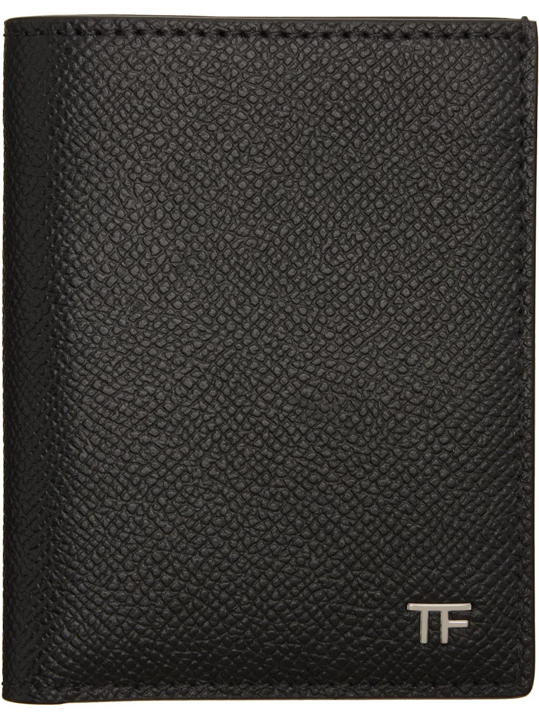 Black Small Grain T Line Bifold Card Holder - 1