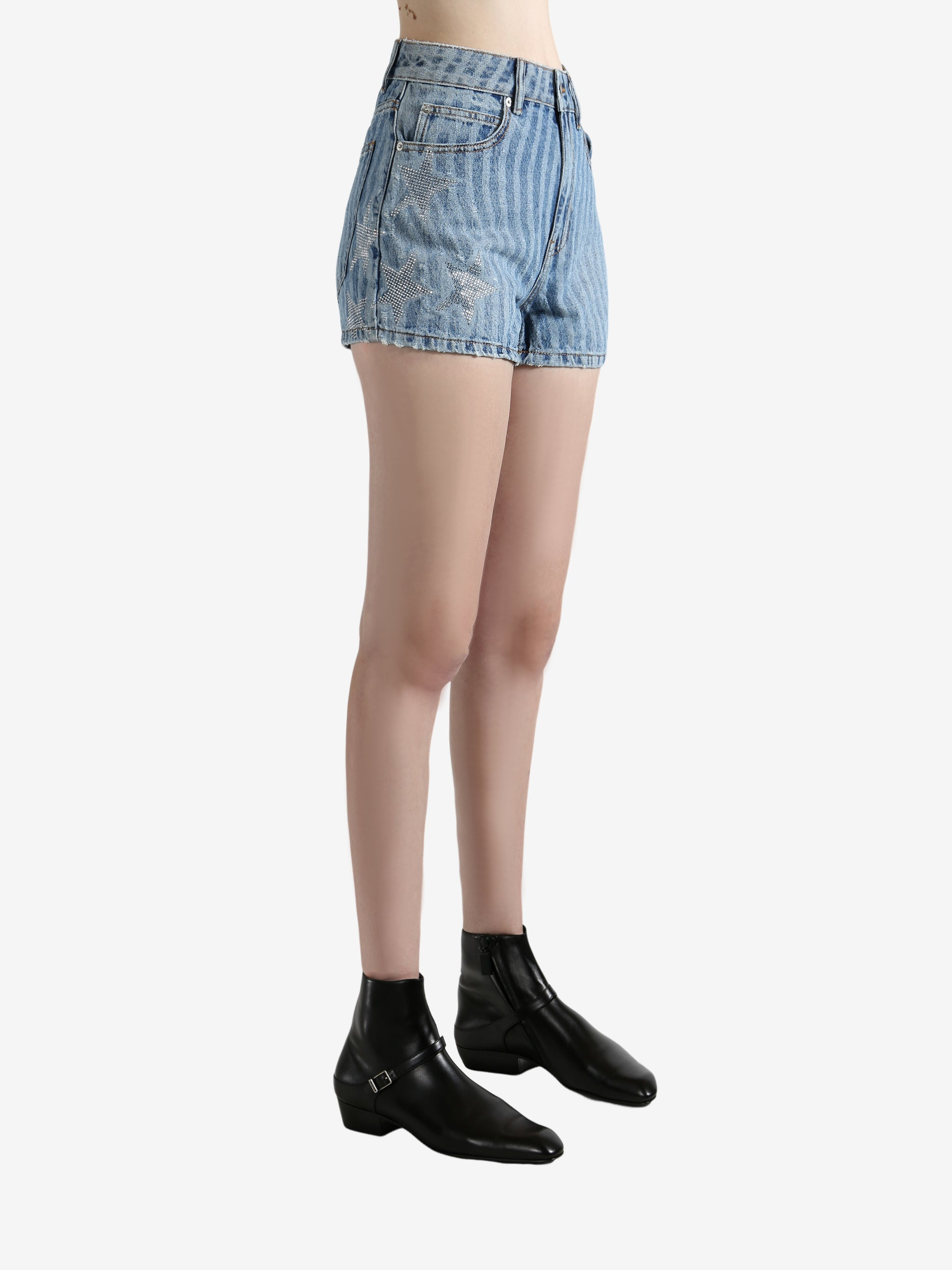 ALEXANDER WANG - Unisex Stars And Stripes Laser Print Hotfix Shorts - 2