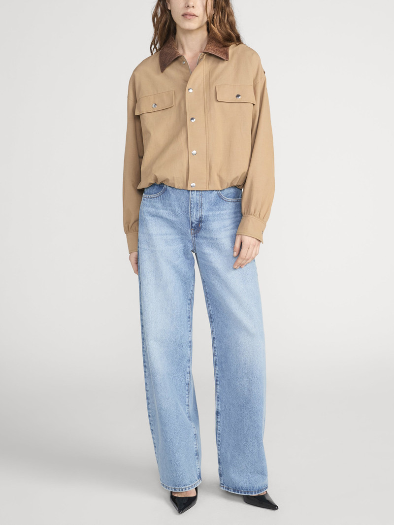 FRAME The Leather Collar Bubble Jacket outlook