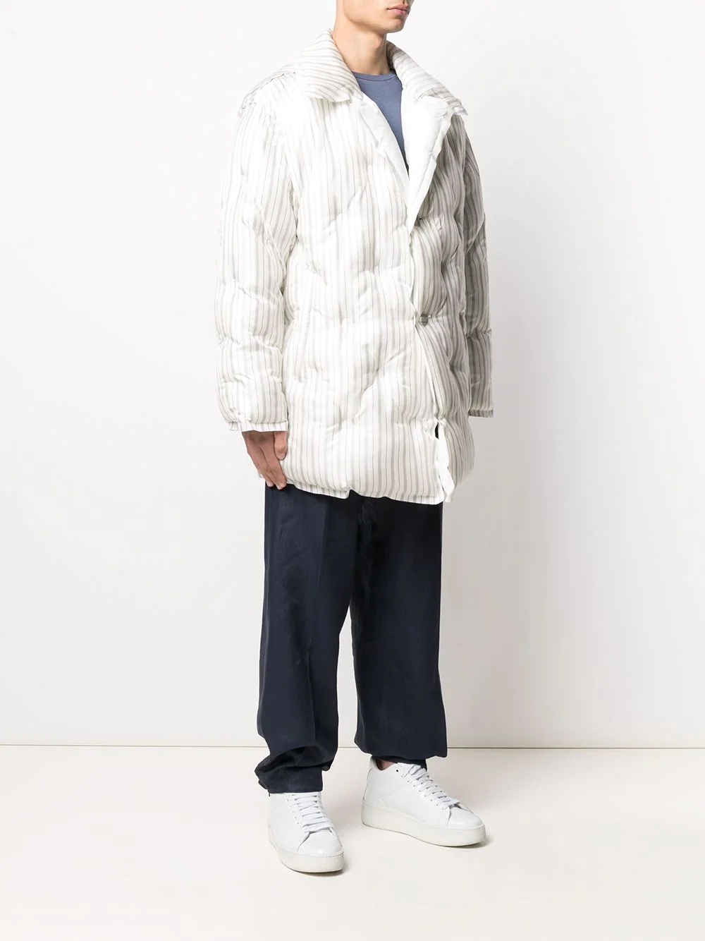 vertical-stripe quilted coat - 3