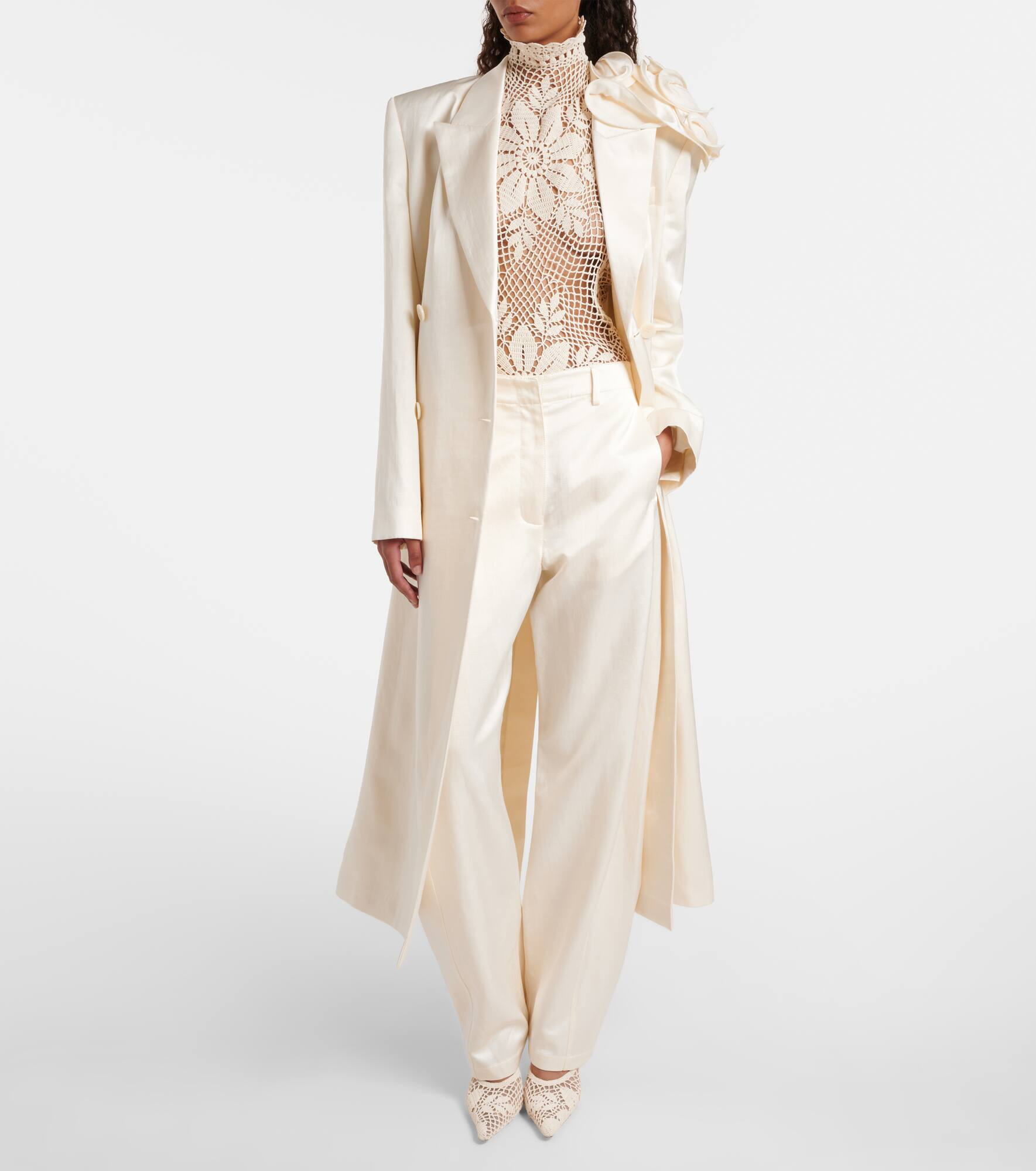 Floral-appliqué coat - 2