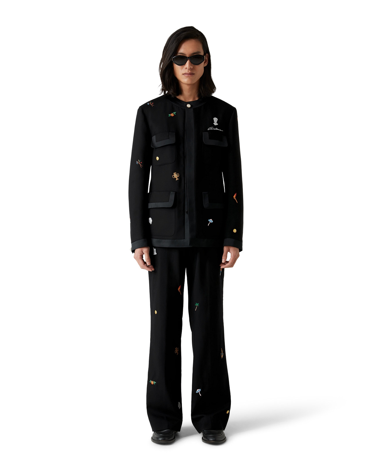 Embroidered Motif Wool Tailored Trousers | Casablanca Paris - 2