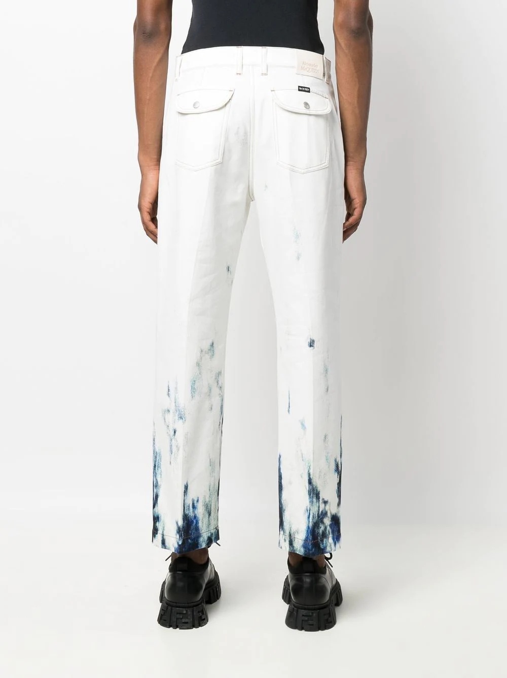 print hem straight jeans - 4