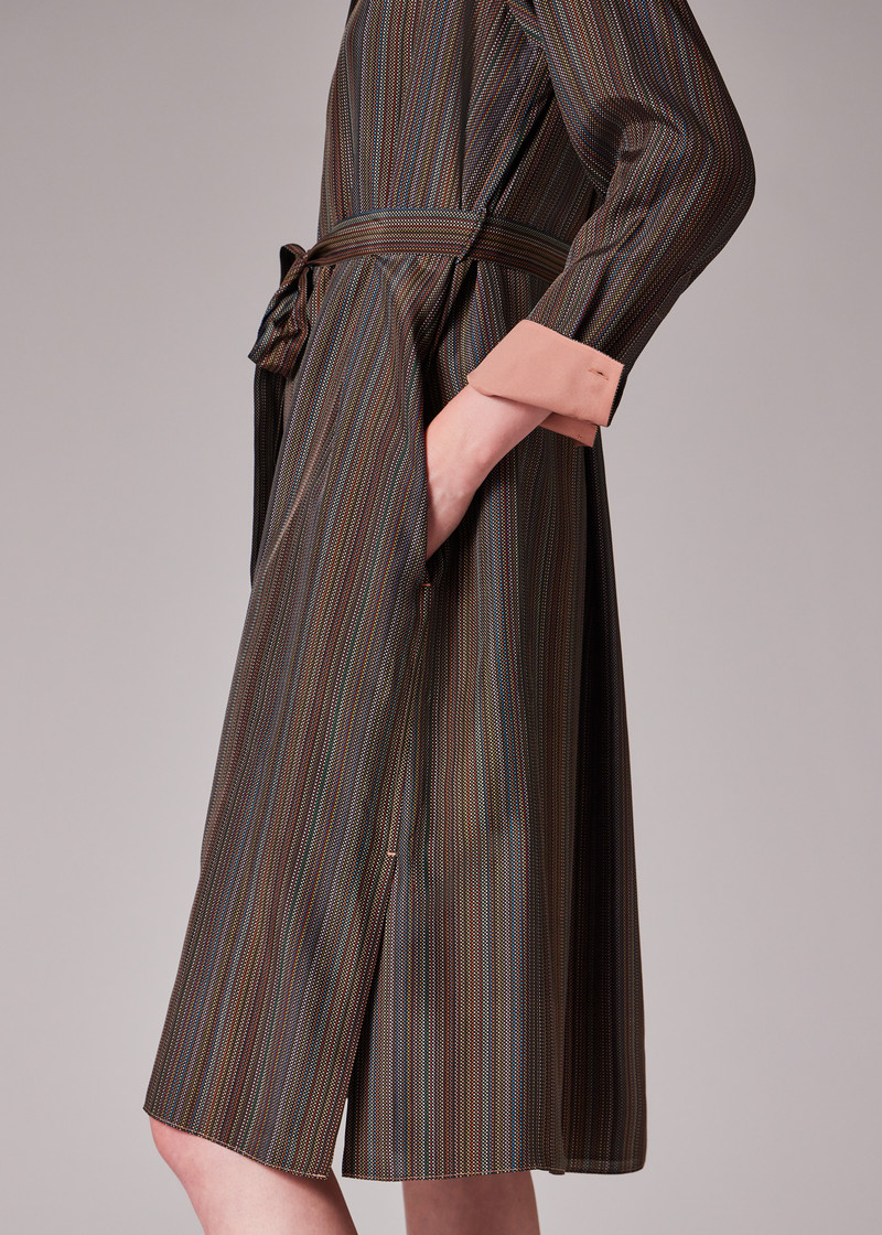 Women's 'Signature Stripe' Micro Check Silk Dress 4