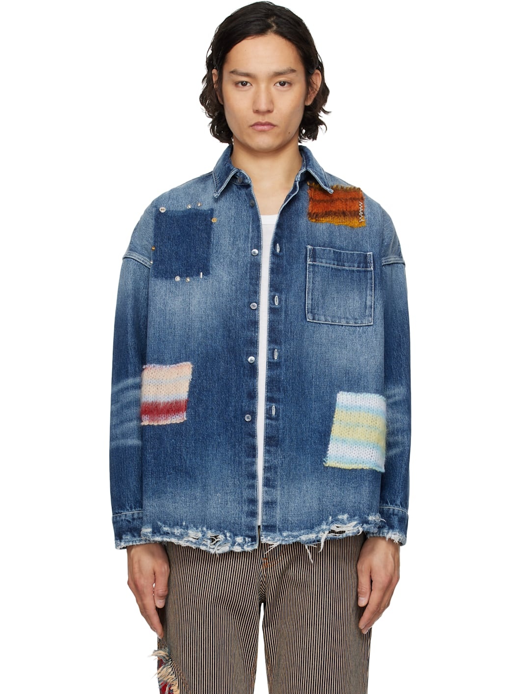 Blue Stone Cotton Denim Shirt - 1