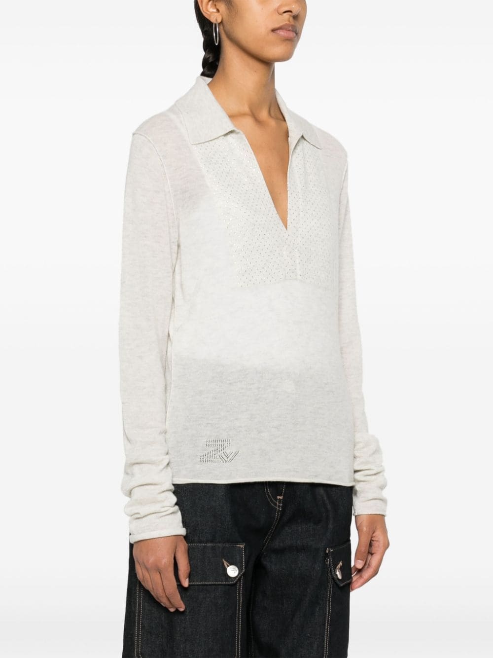 Sally rhinestone-embellished cashmere jumper - 3
