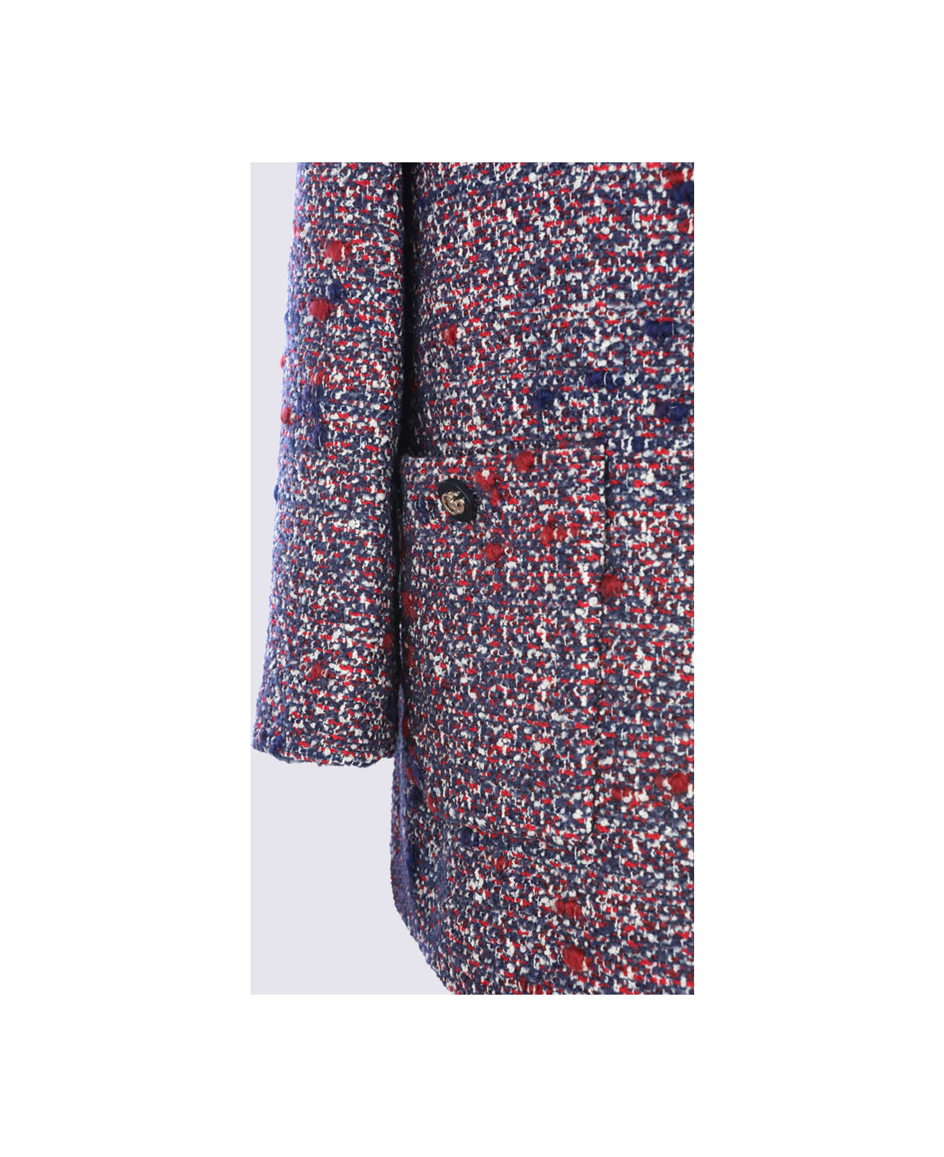 Blue And Red Wool Casual Jacket - 4
