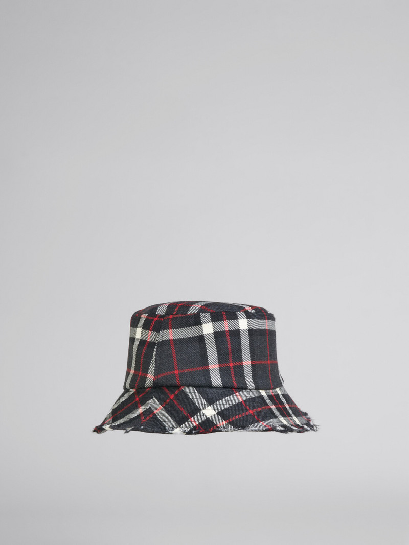 GREY TARTAN WOOL BUCKET HAT 3