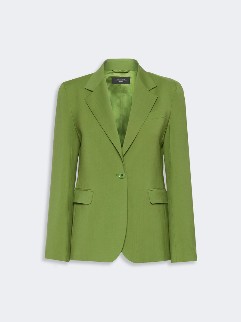 LAMINE Single-breasted stretch wool blazer - GREEN 1
