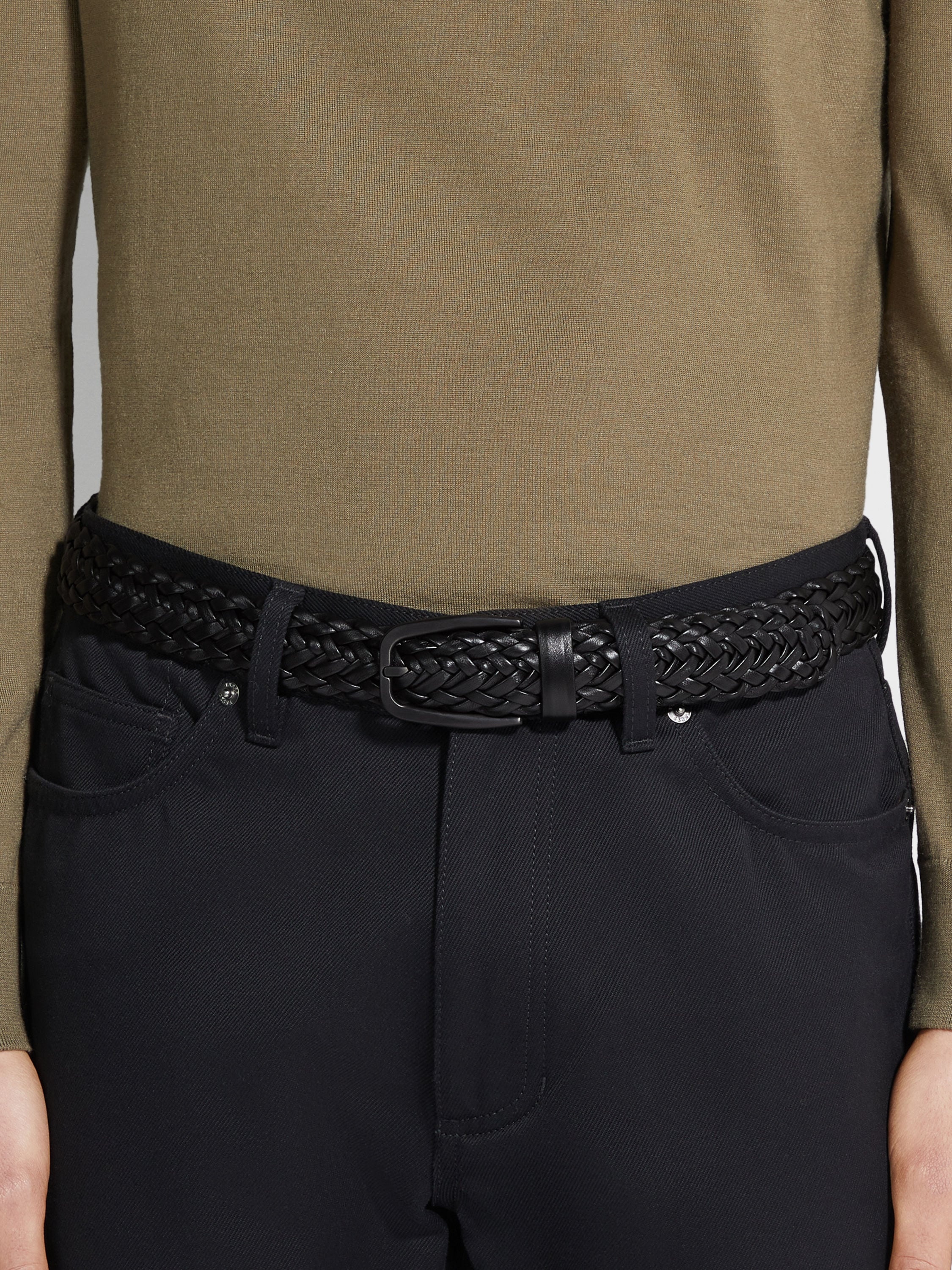 BLACK LEATHER BELT - 3