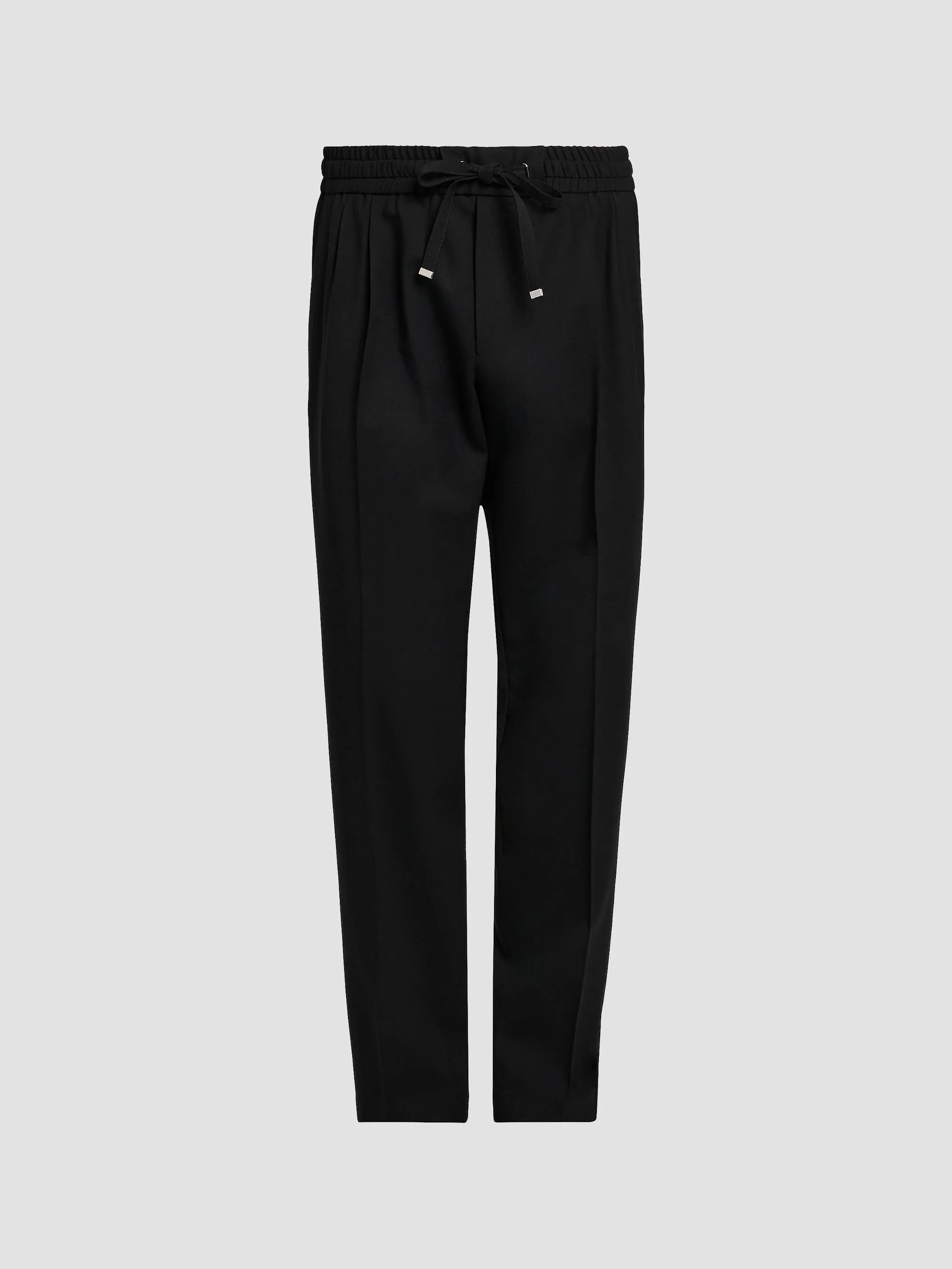 Men's Elasticized Stretch-Wool Straight-Leg Trousers - Nero - 1