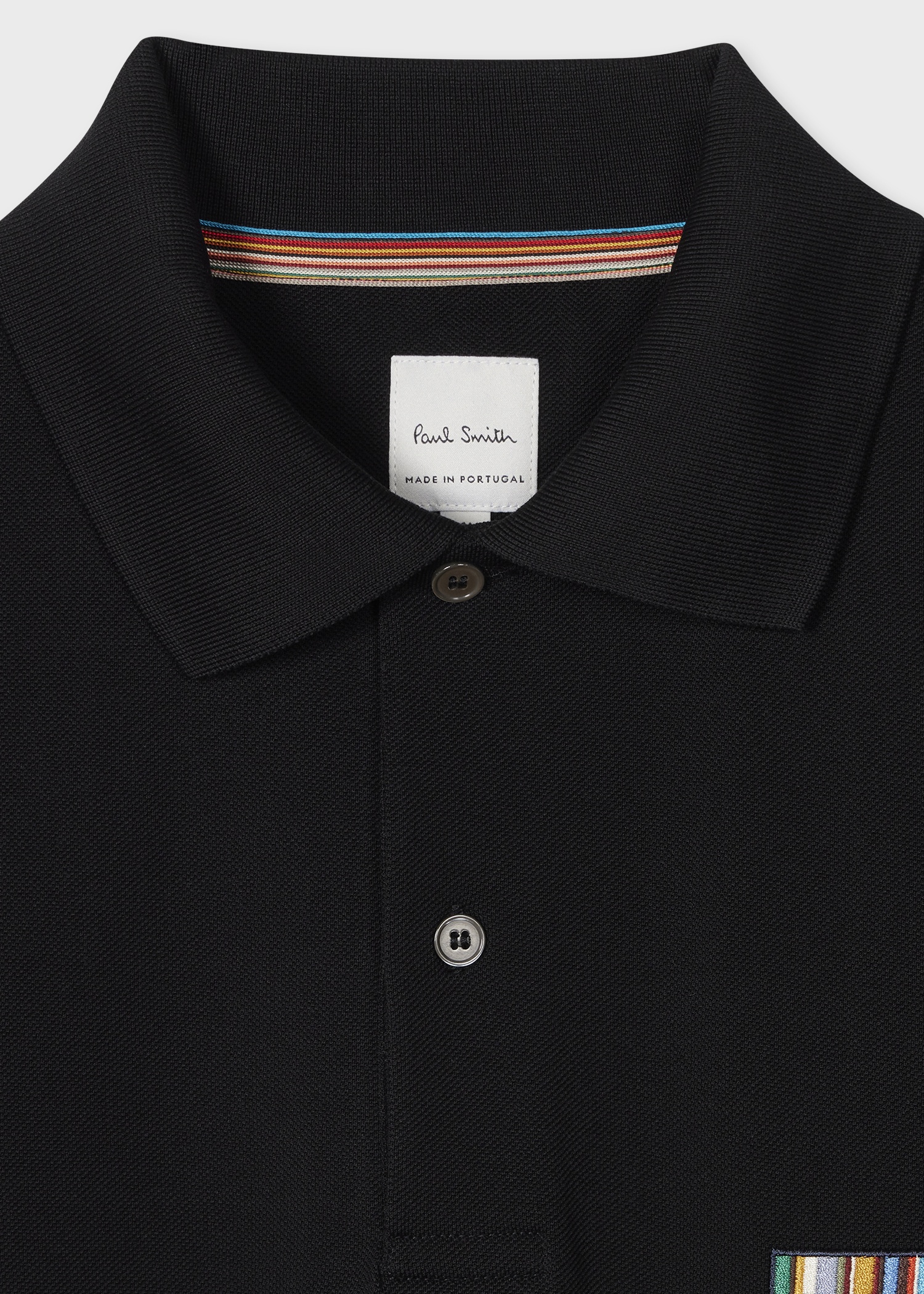 Black 'Signature Stripe' Logo Cotton Polo Shirt - 2