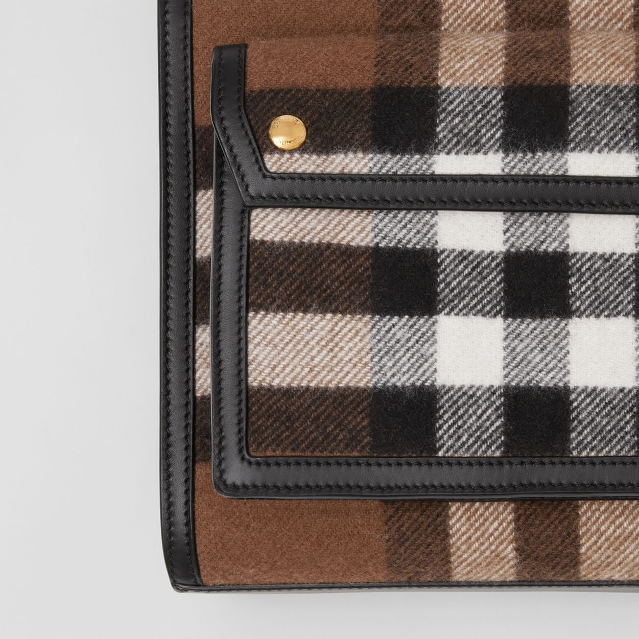 Mini Check Cashmere and Leather Pocket Bag - 2