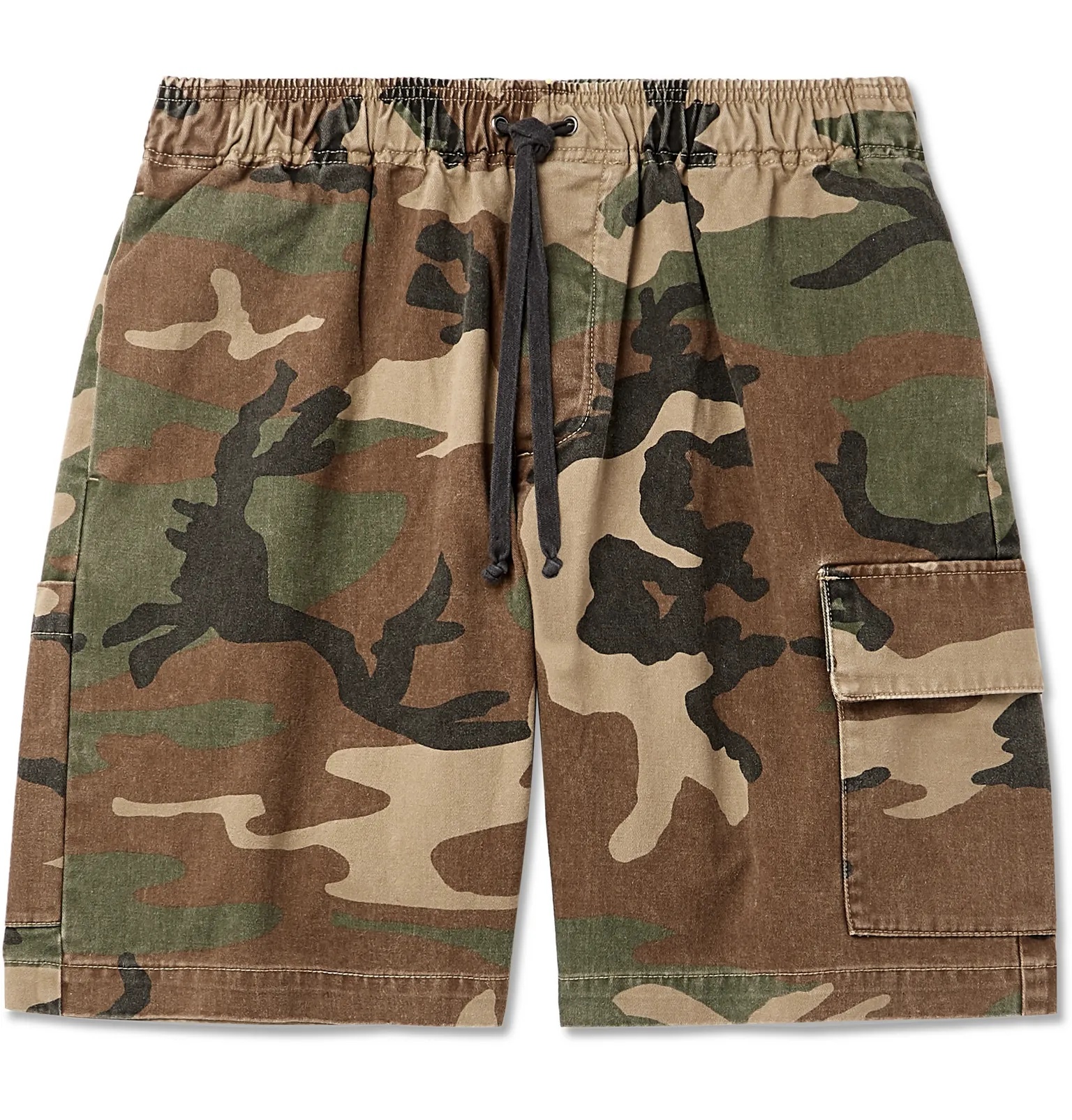 Camouflage-Print Cotton-Twill Drawstring Cargo Shorts - 1