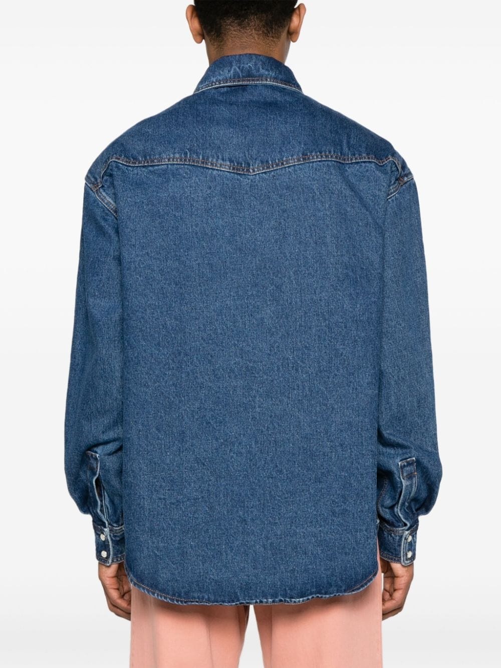 logo-embroidered denim shirt - 4