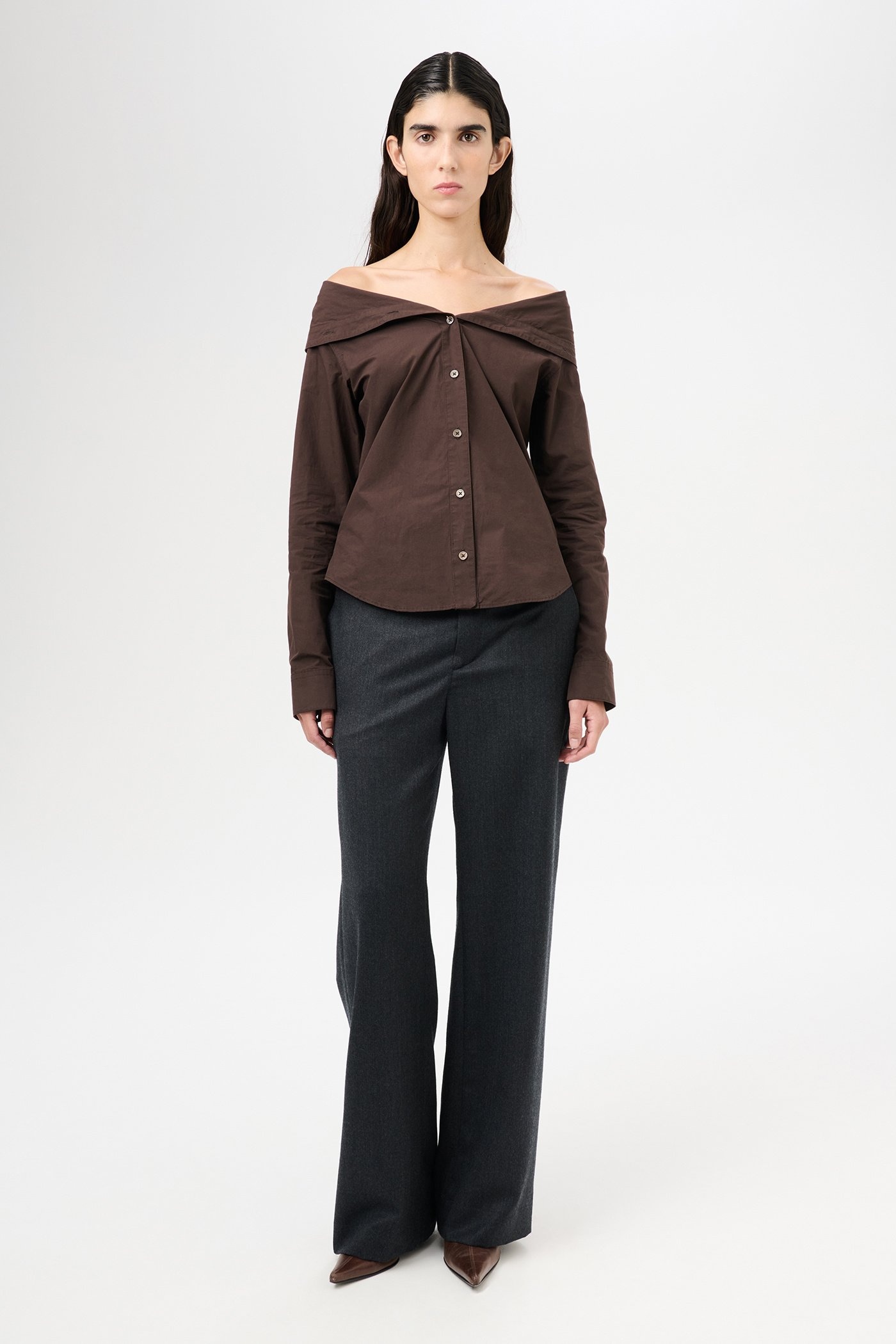 Kaonashi Shirt Hefty Brown Coarse Poplin - 2