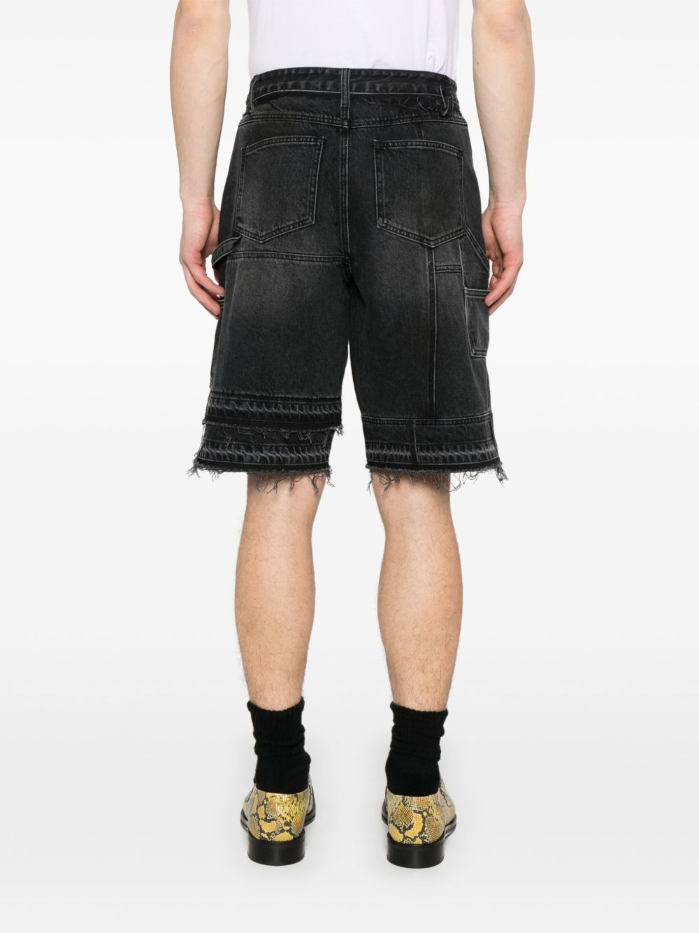 patchwork denim shorts - 4
