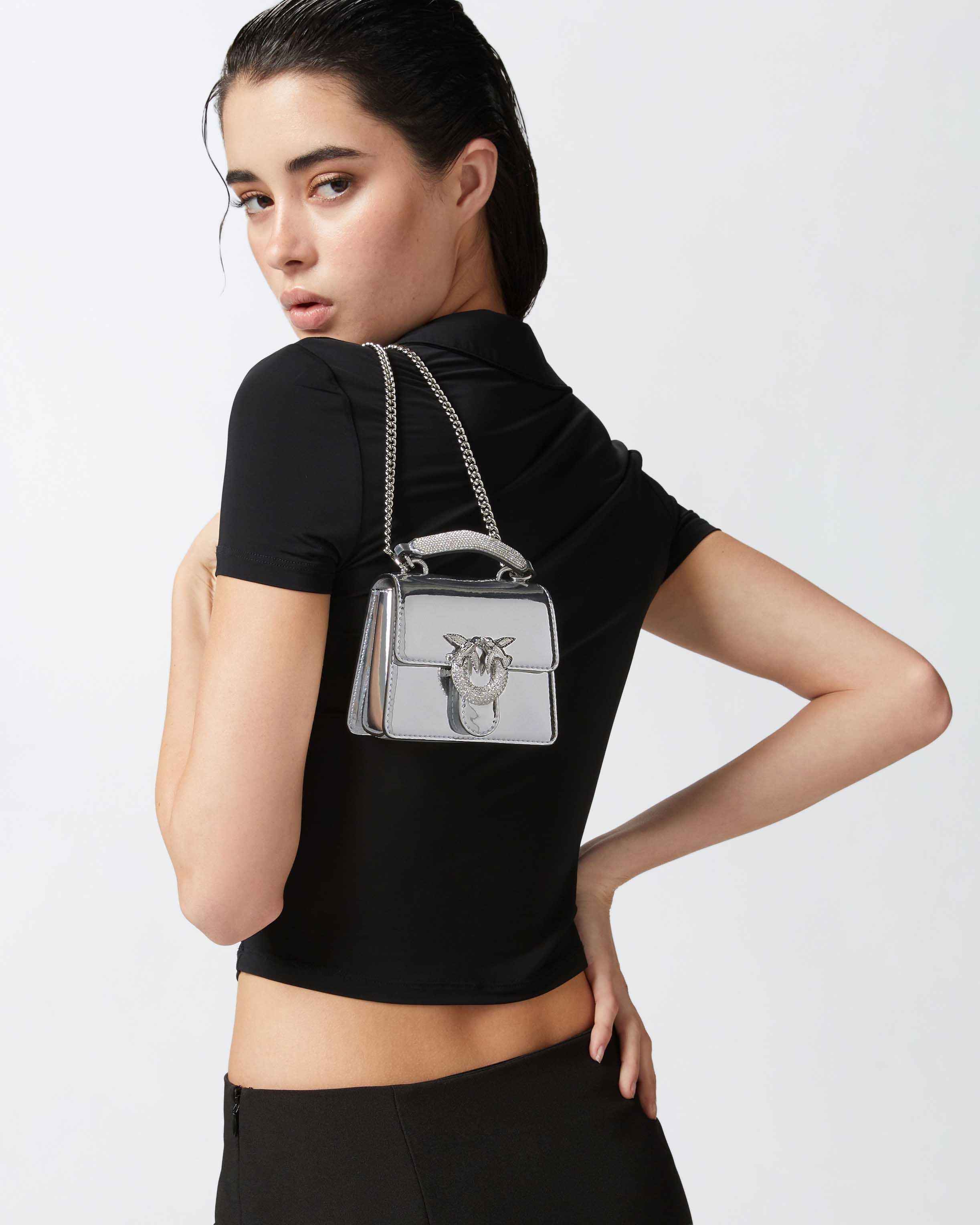 METALLIC MICRO LOVE BAG WITH THIN SHOULDER STRAP - 6
