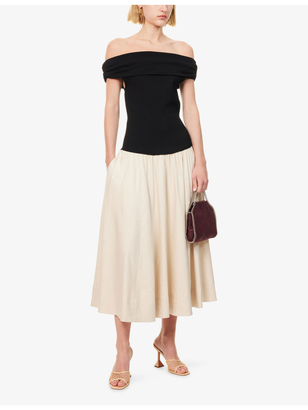 Adaline Contrast-Knit Stretch-Linen Blend Midi Dress - 2