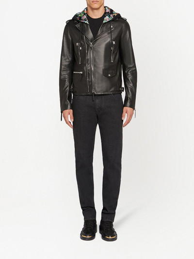 Giuseppe Zanotti floral-lining biker jacket outlook