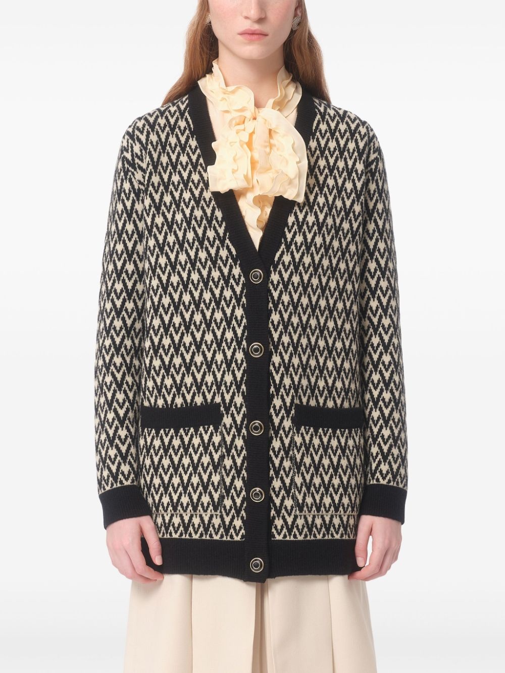 monogram-pattern knit cardigan - 3