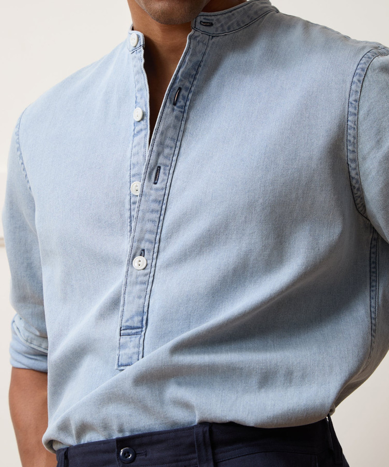 Denim Band Collar Shirt 3