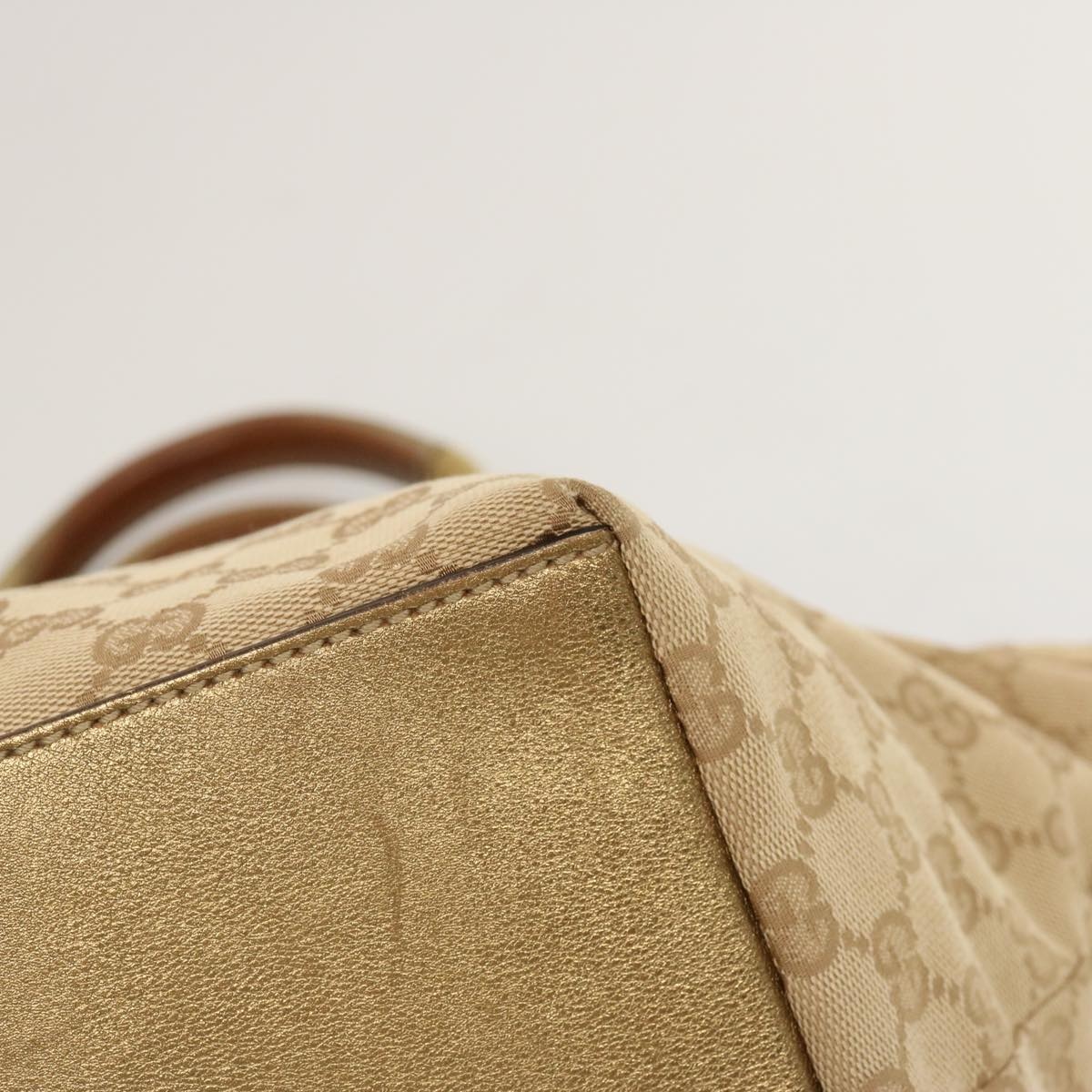 GUCCI GG Canvas Sherry Line Hand Bag Beige Gold Pink - 12