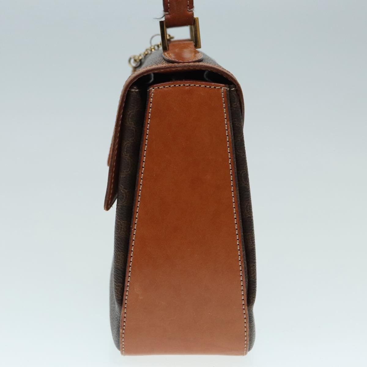 CELINE Macadam Canvas Hand Bag Pvc Leather Brown Gold - 3