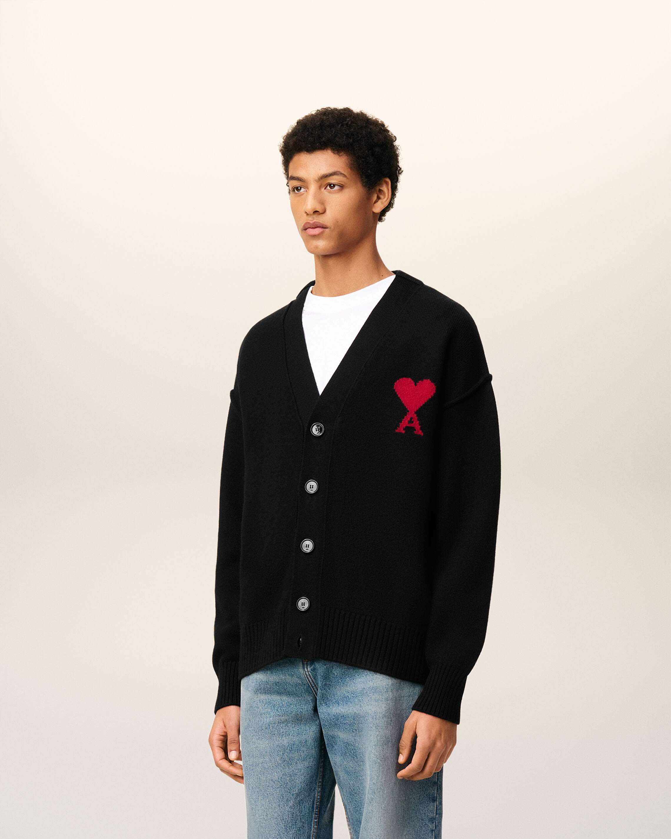 BLACK WOOL AMI DE COEUR CARDIGAN - 6