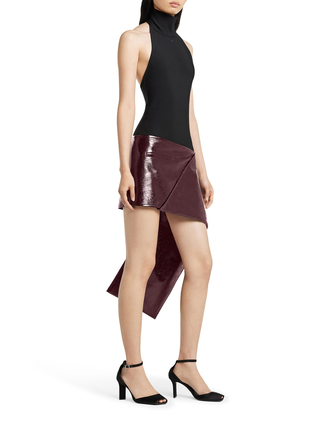 ASYMMETRIC VINYL MINISKIRT - 4