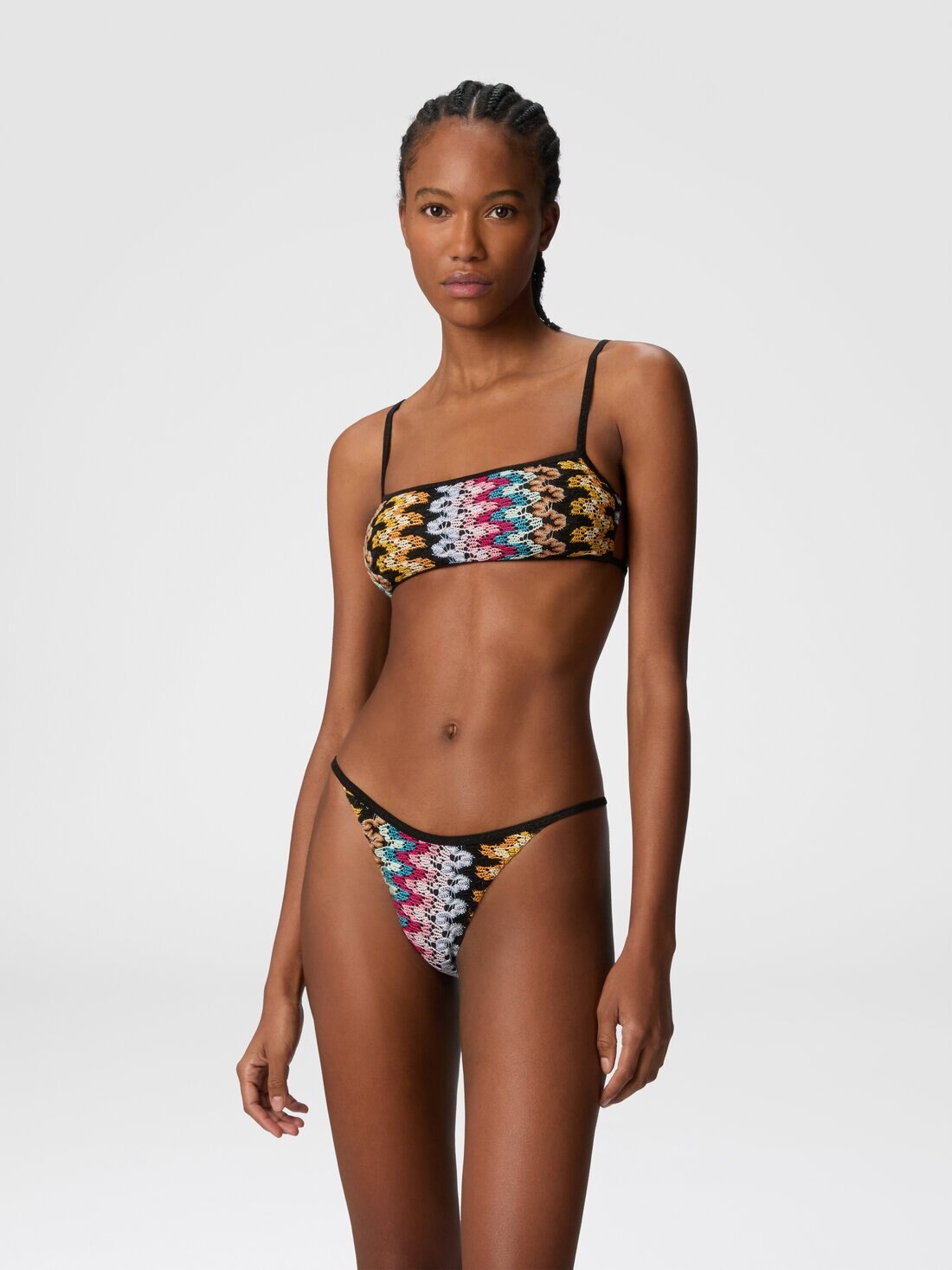 Bandeau bikini in lamé viscose lace - 2