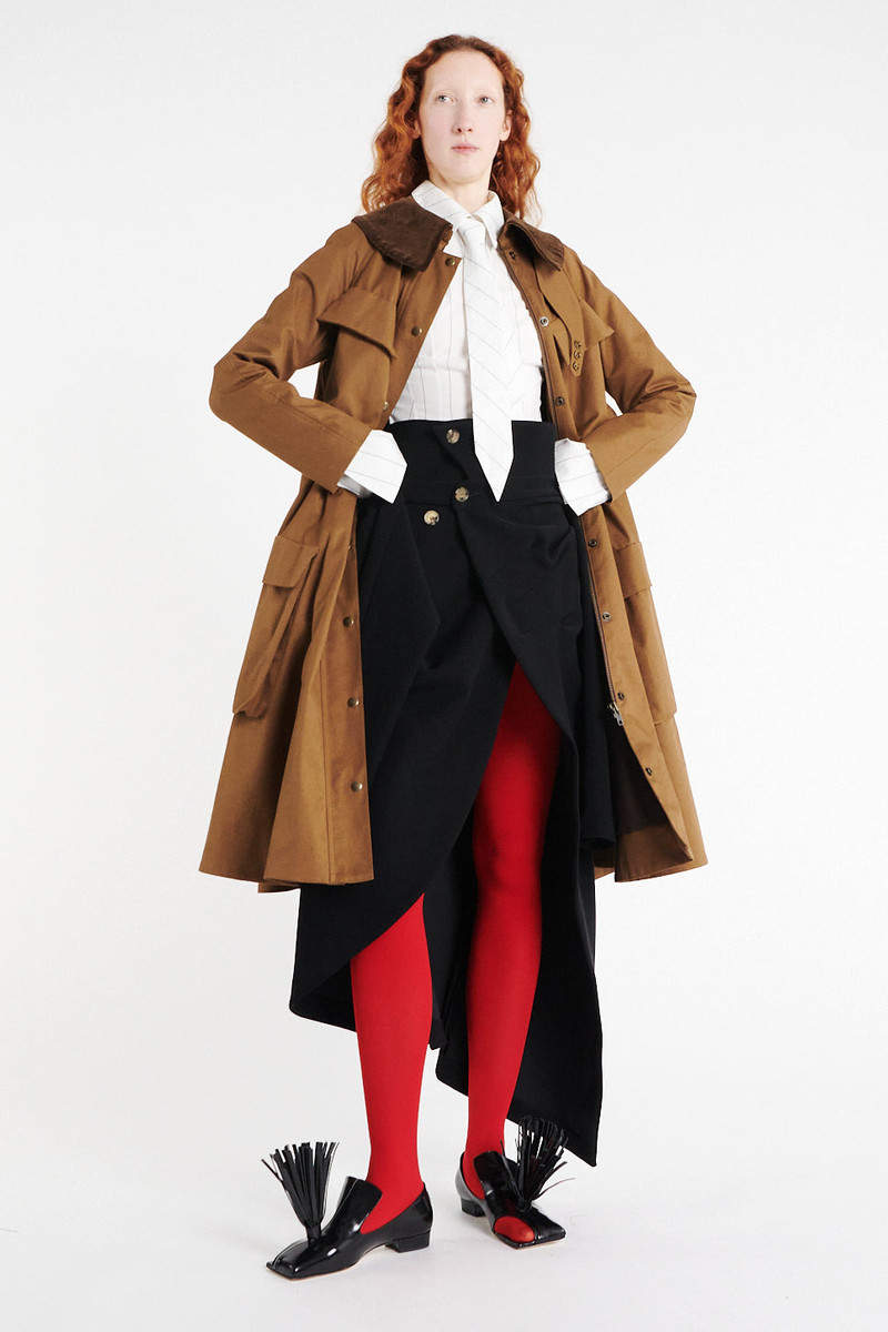 LONG FLARED TRENCH WITH POCKETS KHAKI BROWN 15