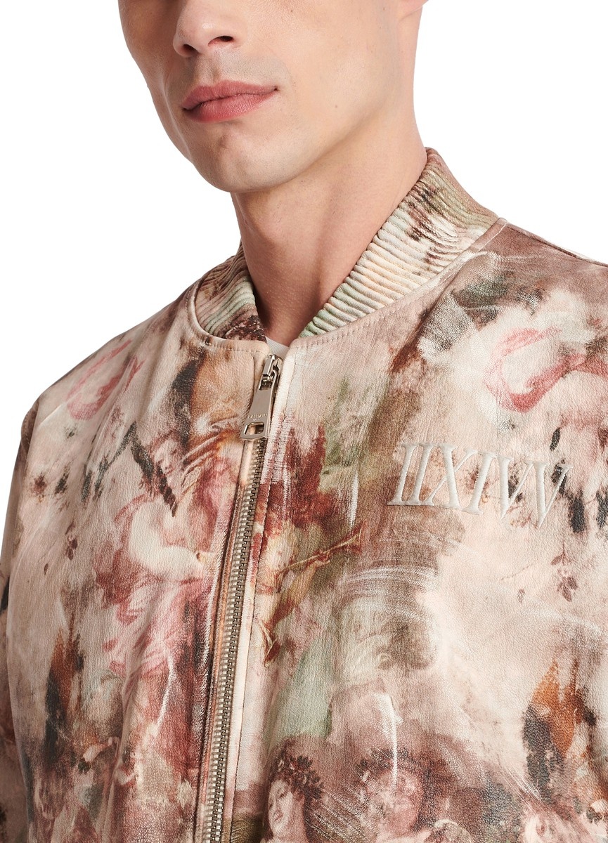 Pastel print leather bomber jacket - 9