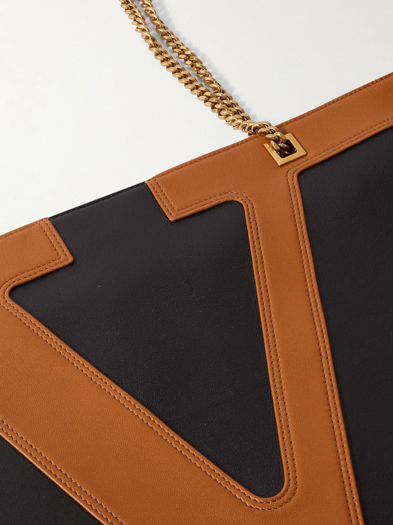 Viva Superstar Two-Tone Leather Tote Bag Black - 4