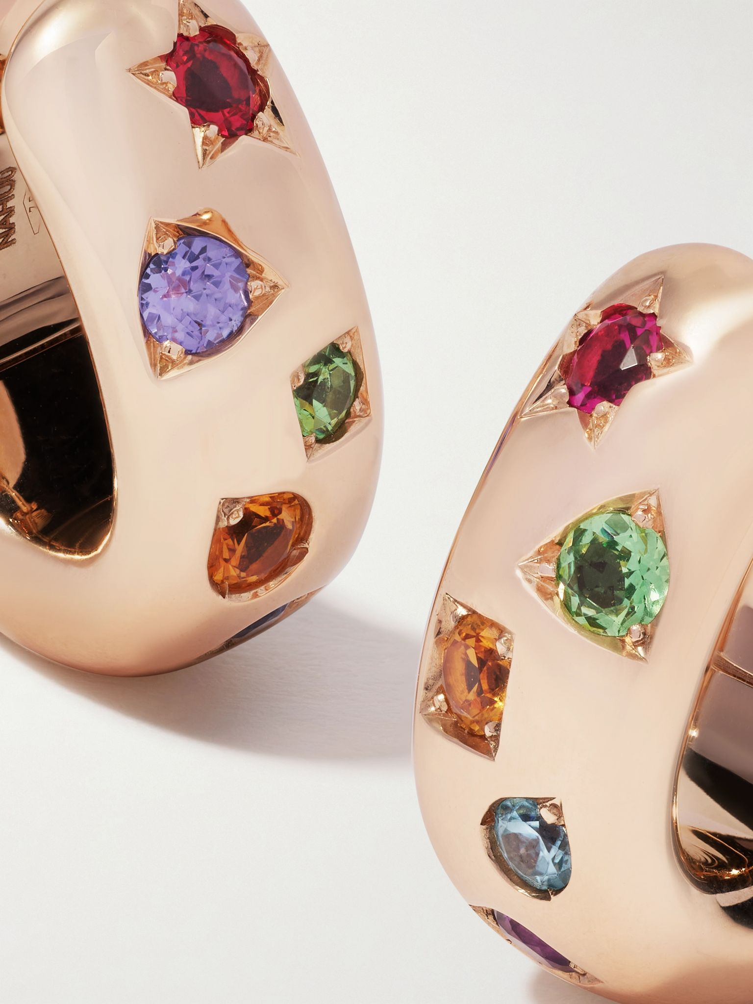 Iconica 18-karat rose gold multi-stone hoop earrings Gold - 5