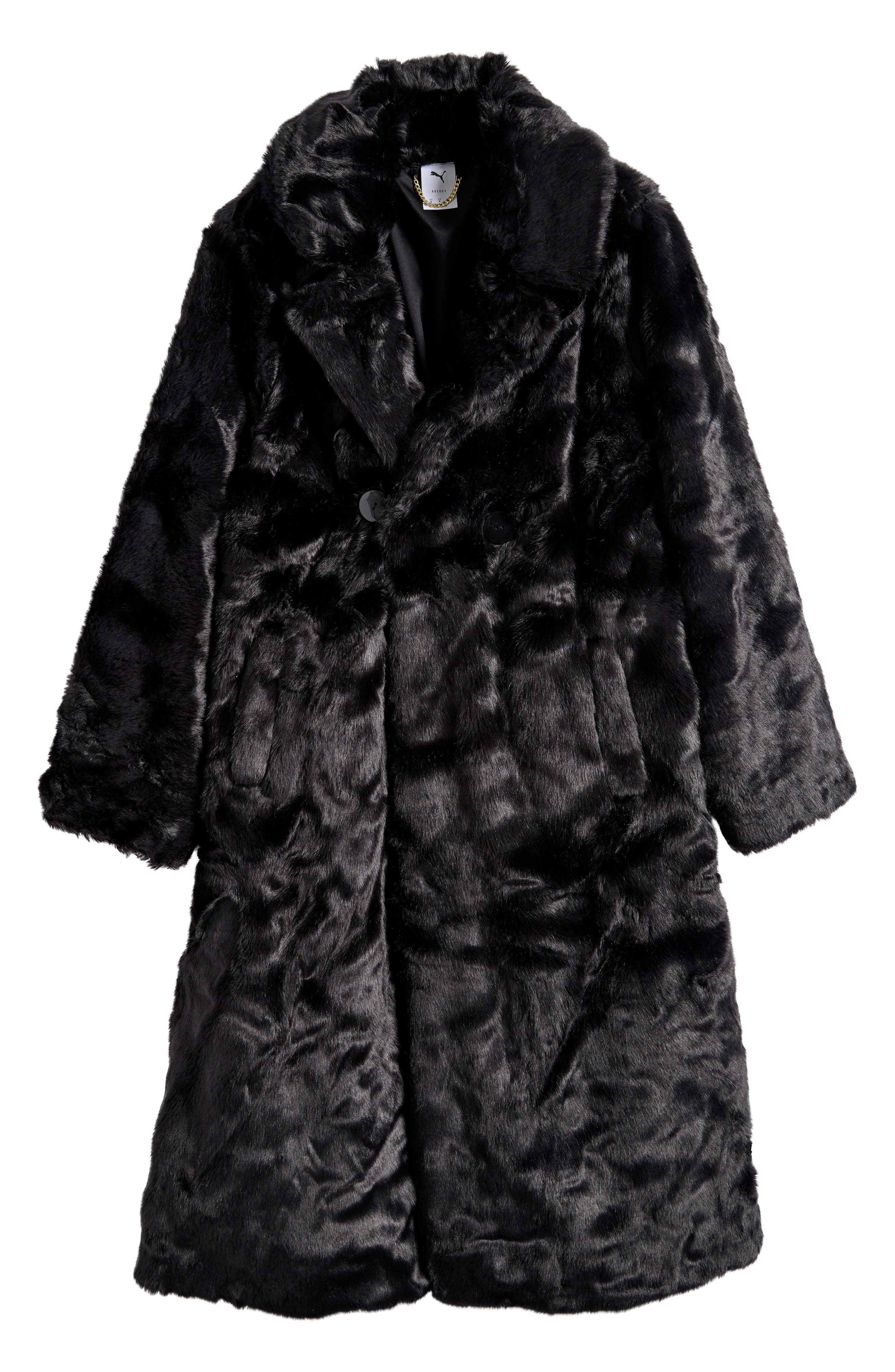 PUMA x A$AP Rocky Flacko Faux Fur Coat in Puma Black at Nordstrom - 6