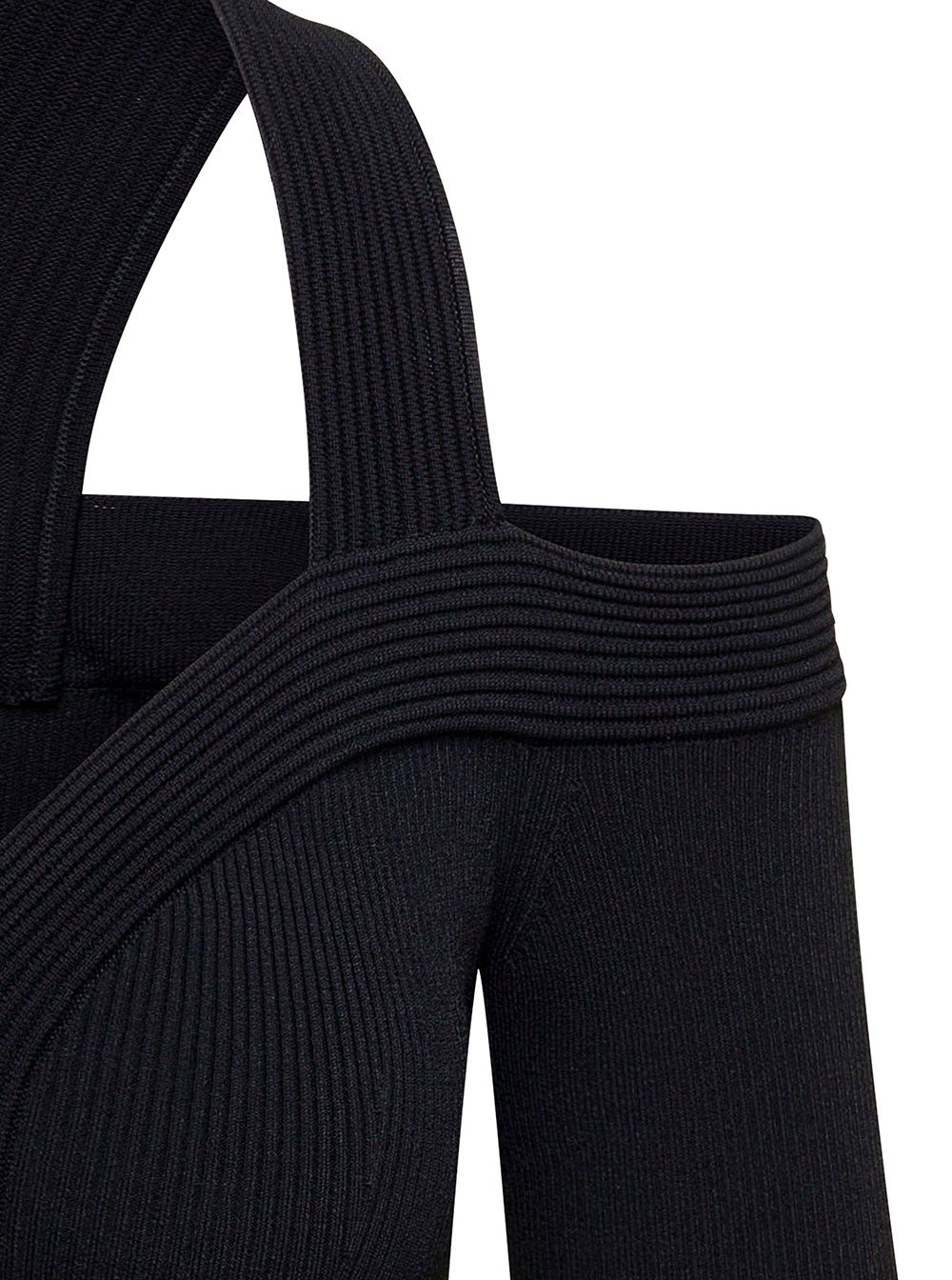 Alexander Mcqueen Women Black Cropped Top With Cut-Out Details Black In Jersey Stretch Woman - 3