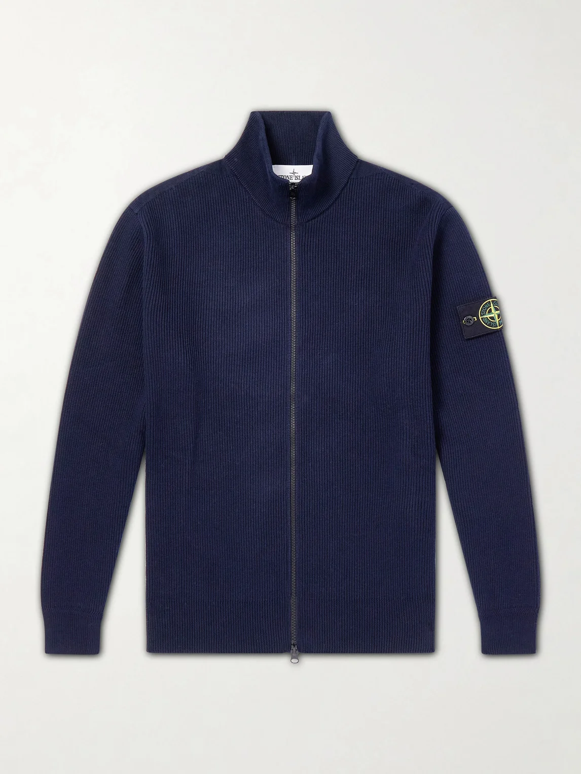 Ribbed-Knit Organic Cotton Zip-Up Cardigan - 1