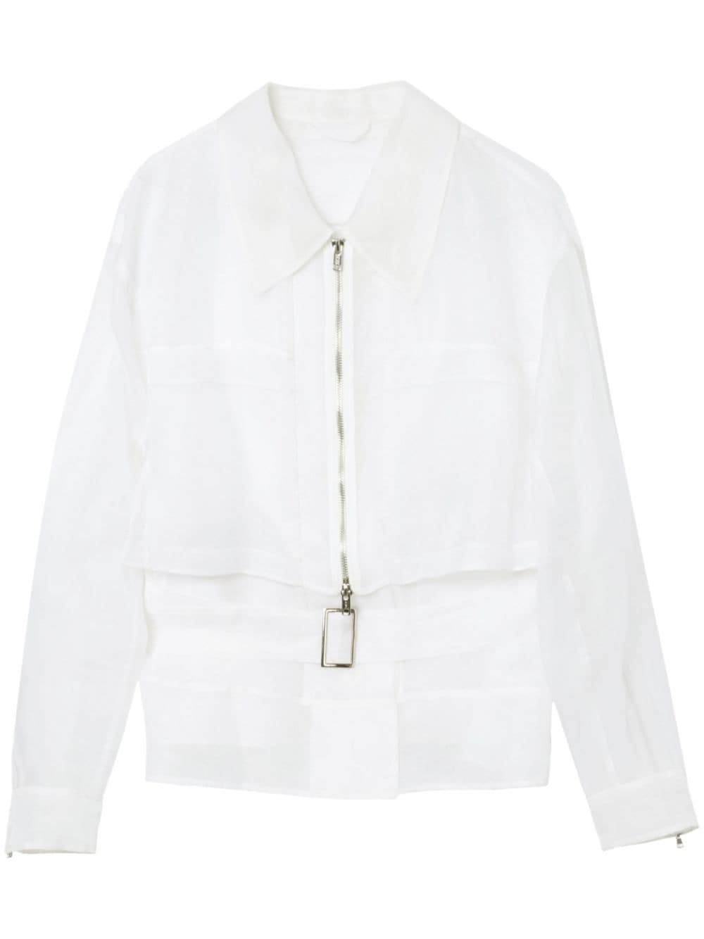 layered belted silk jacket - 1