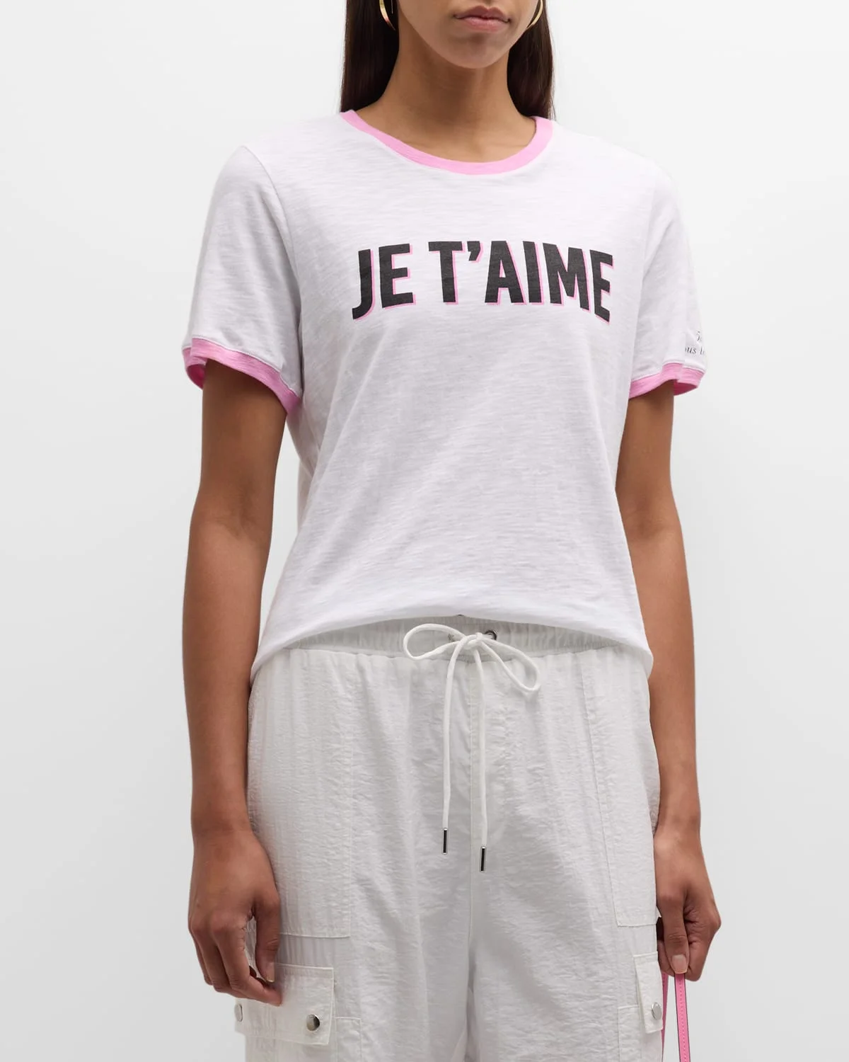 Two-Tone Je T'aime Short-Sleeve Cotton T-Shirt - 1