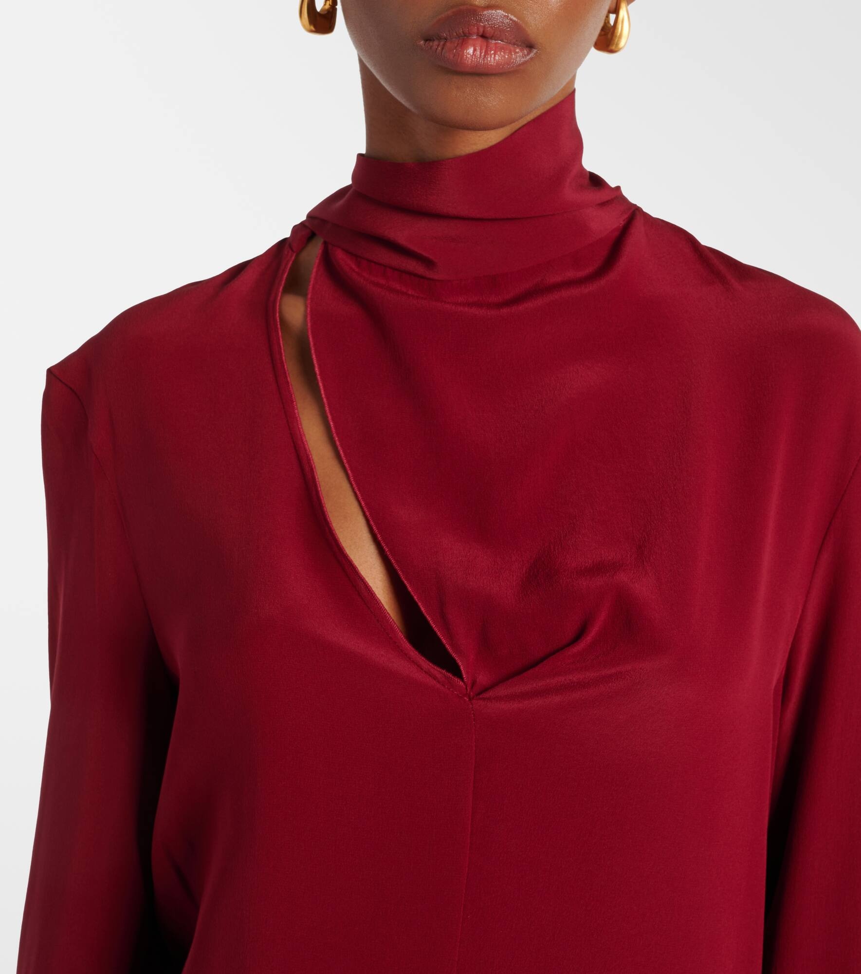Scarf-detail silk blouse - 5