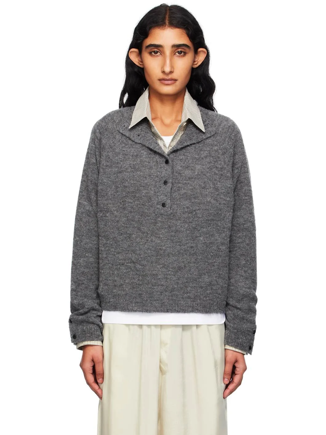 Gray Baby Alpaca Sweater - 1