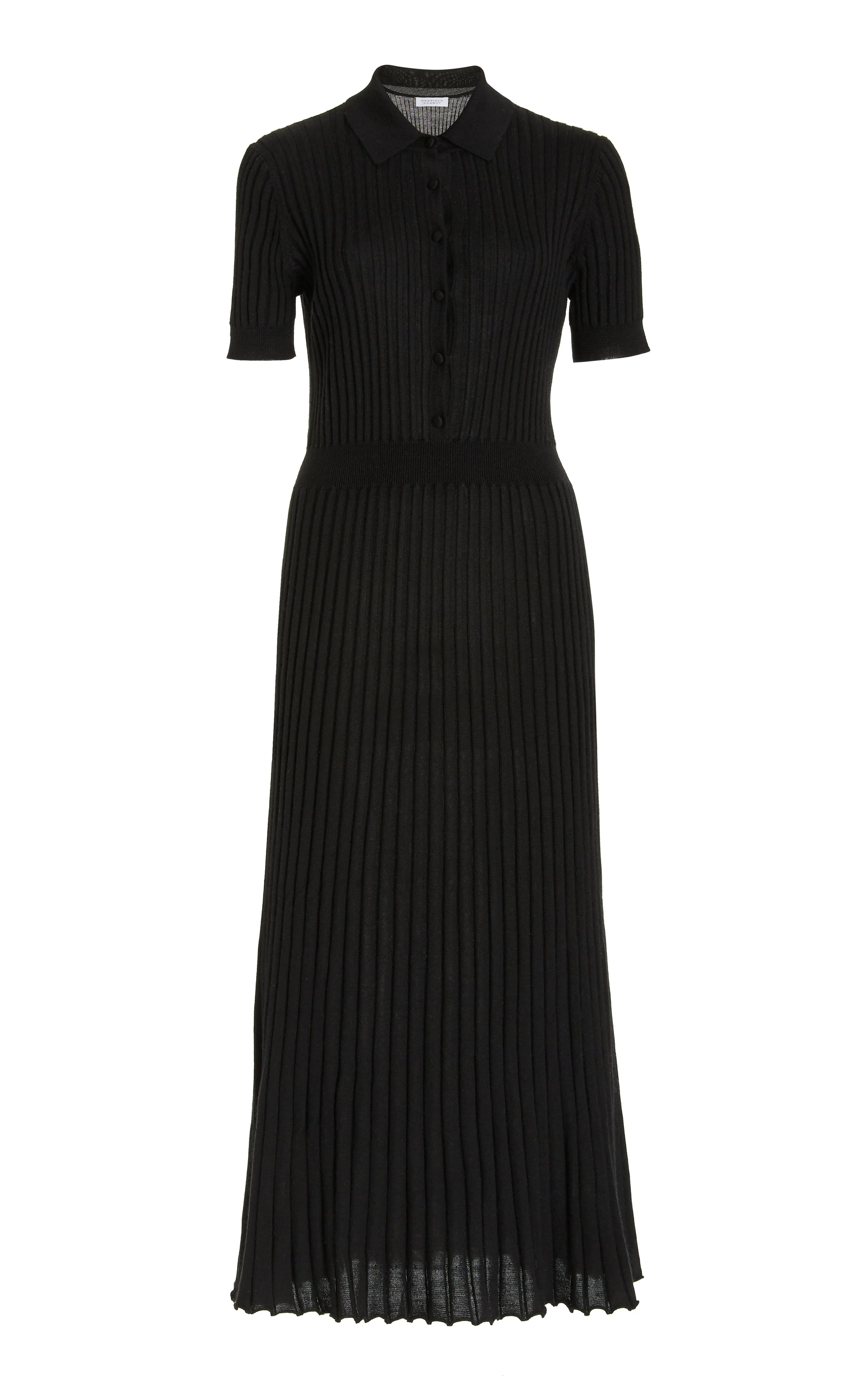 Amor Ribbed Dress in Black Silk Cashmere - 1