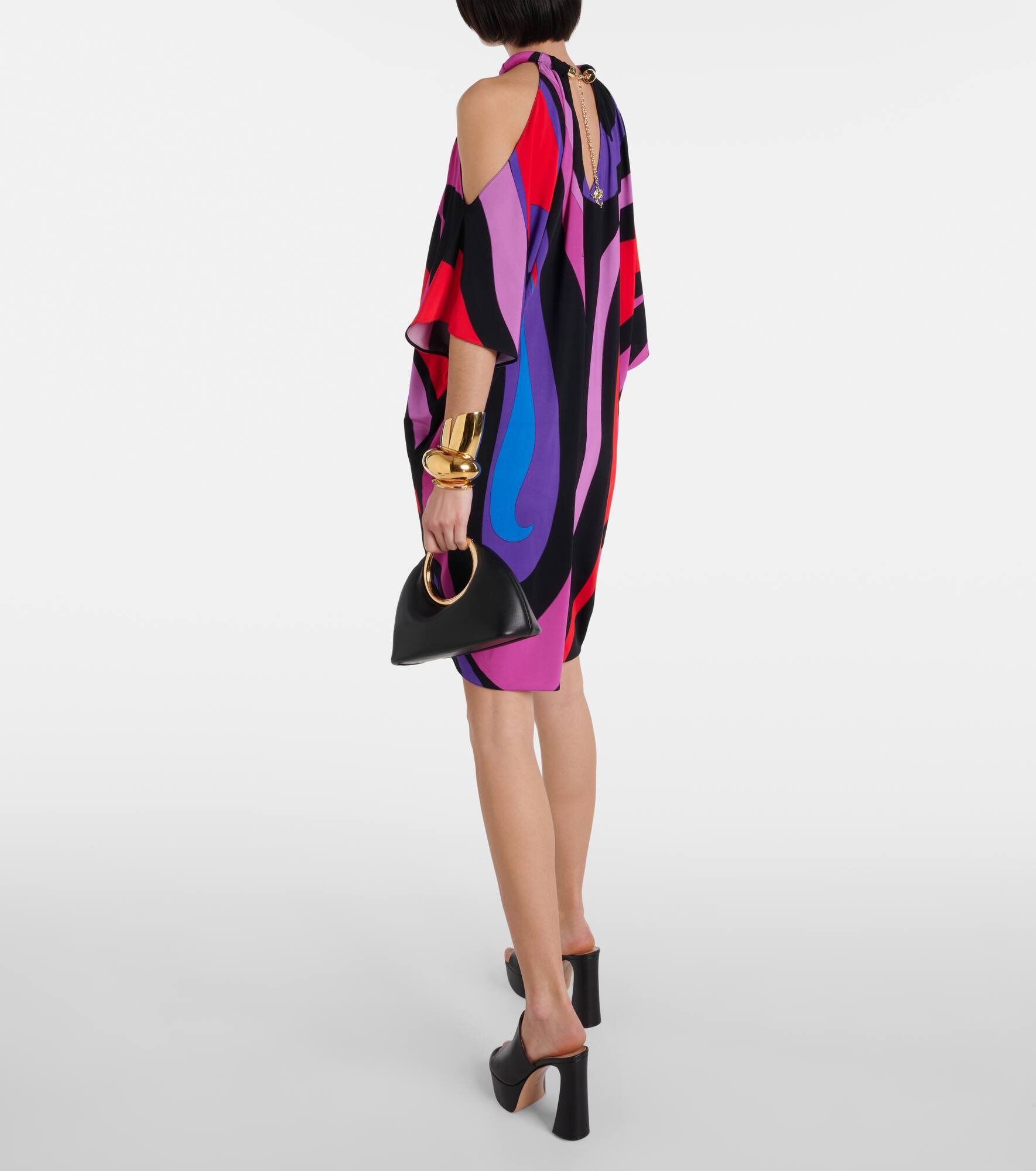 Marmo-printed draped satin jersey kaftan - 3