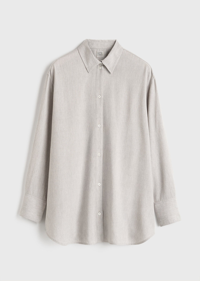 Fluid viscose-blend shirt pale grey mélange - 1