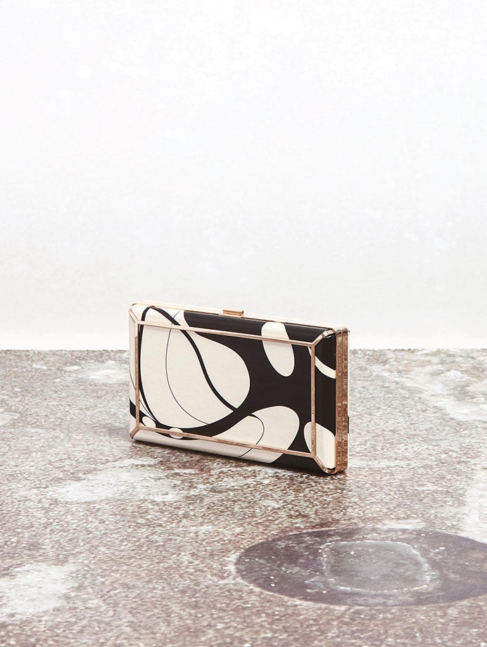 Callas Clutch in Black & Ivory Nappa Leather - 4