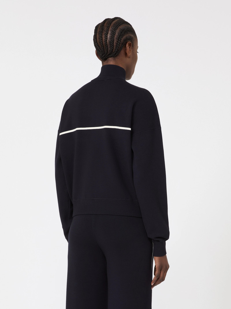 VAMPATA Stretch viscose boxy cardigan - NAVY 4