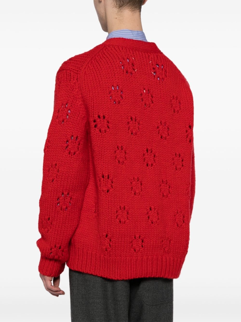 pointelle-knit wool cardigan - 4