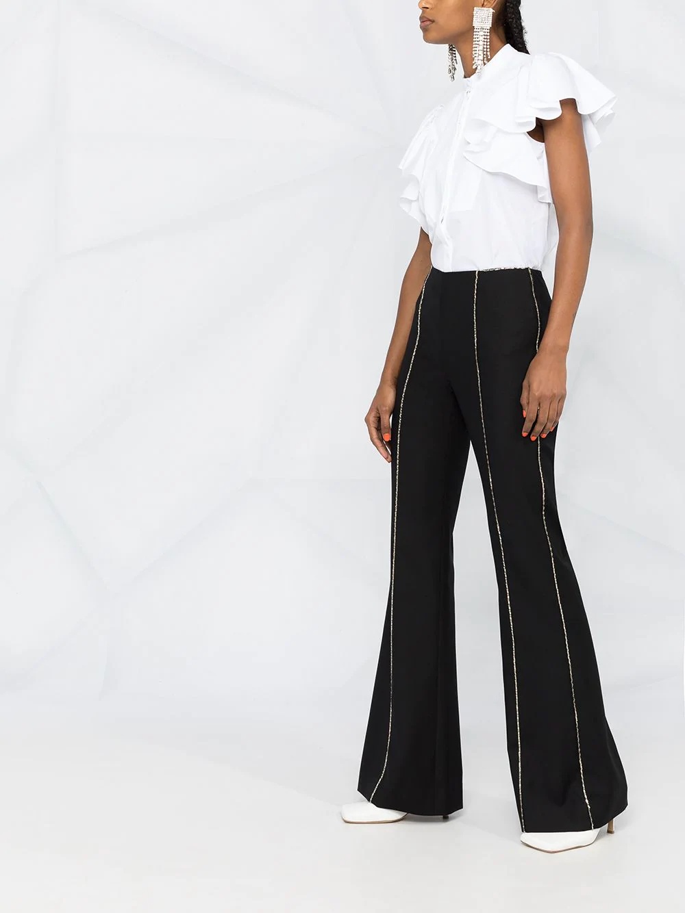 gem-embellished flared trousers - 4