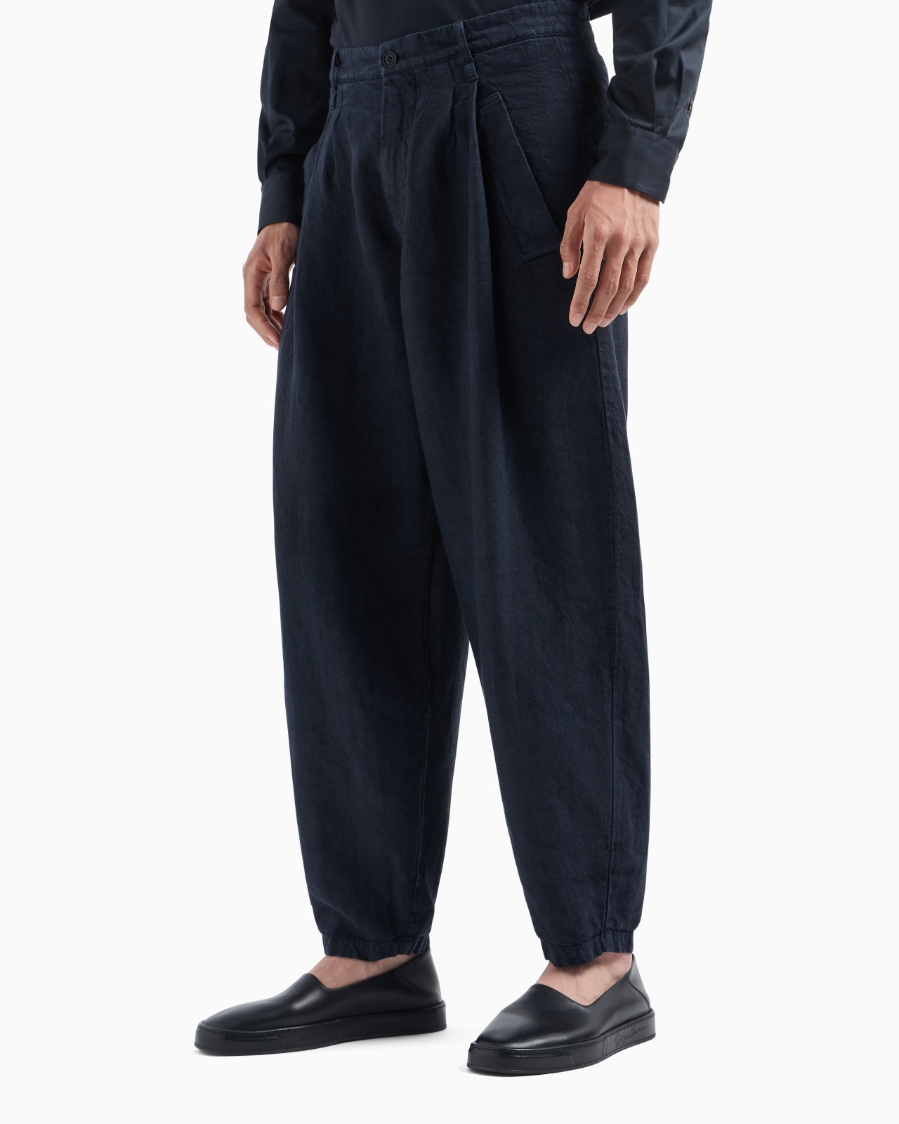 SINGLE-PLEAT LINEN TROUSERS - 4